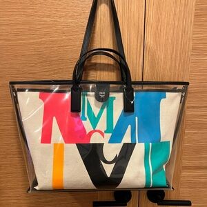 MCM | Transparent/black | PVC And Leather | Glitch Logo  |Shopper Tote | NEW